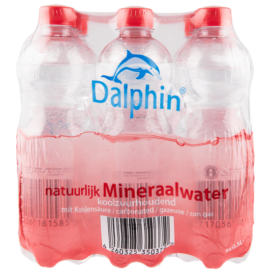 Foto van Dalphin Mineraalwater koolzuurhoudend rood 9x500ml op witte achtergrond