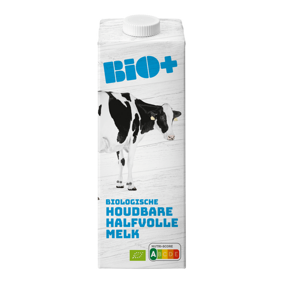 Foto van Bio+ Biologische houdbare halfvolle melk op witte achtergrond