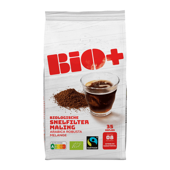 Foto van Bio+ Filterkoffie Dutch roast op witte achtergrond