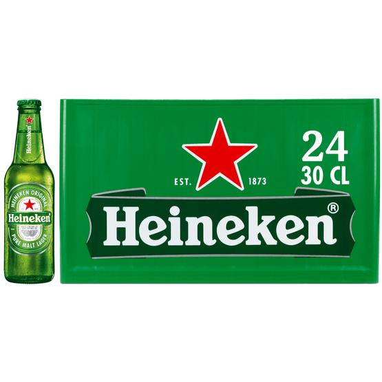 Foto van Heineken Pilsener krat op witte achtergrond