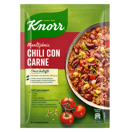Foto van Knorr Kruidenmix chili con carne op witte achtergrond