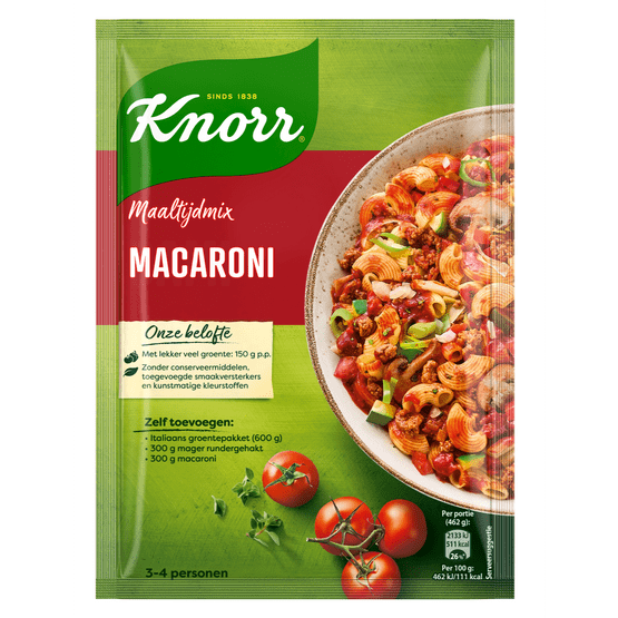 Foto van Knorr Mix voor macaroni op witte achtergrond