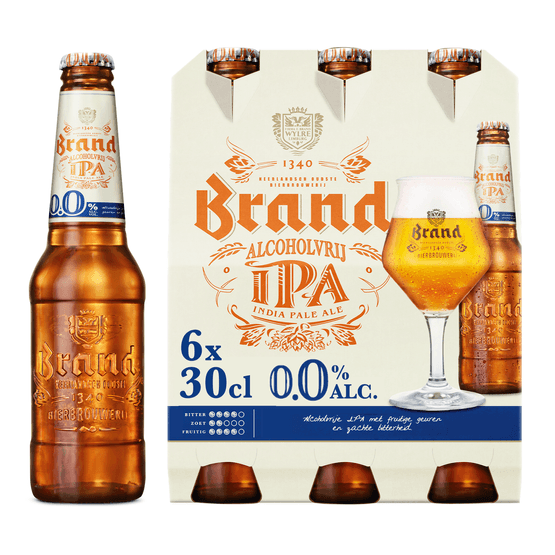 Foto van Brand IPA 0.0% op witte achtergrond