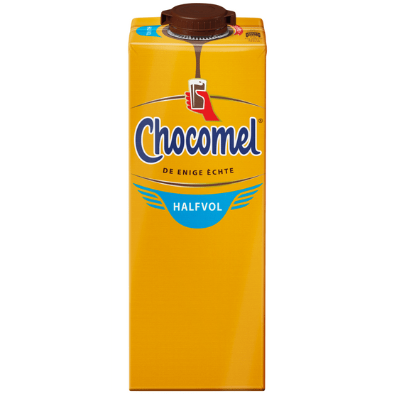 Foto van Chocomel Chocolademelk halfvol op witte achtergrond