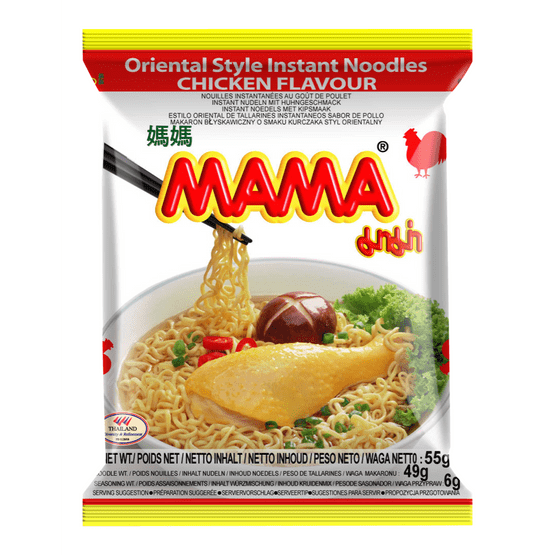 Foto van Mama Noodles kip op witte achtergrond