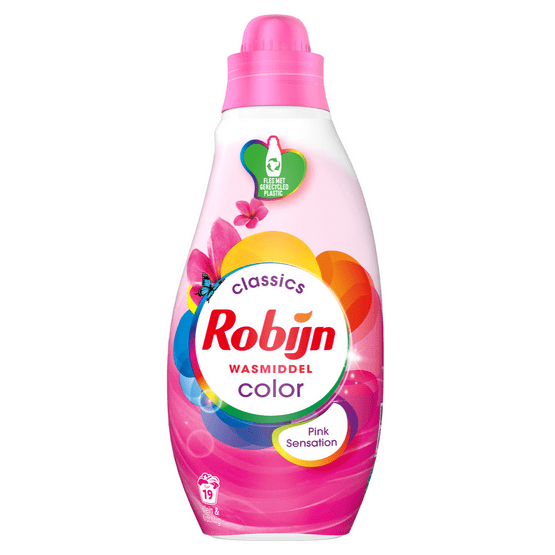 Foto van Robijn Vloeibaar wasmiddel k & k color pink sens. 19 wasbeurten op witte achtergrond