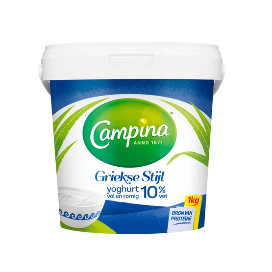 Foto van Campina Yoghurt griekse stijl op witte achtergrond