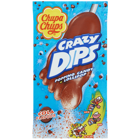 Foto van Chupa Chups Crazy Dips Cola op witte achtergrond