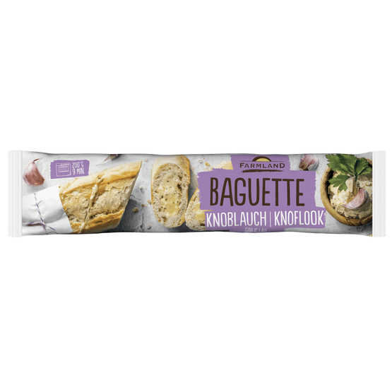 Foto van Farmland Knoflook baguette op witte achtergrond