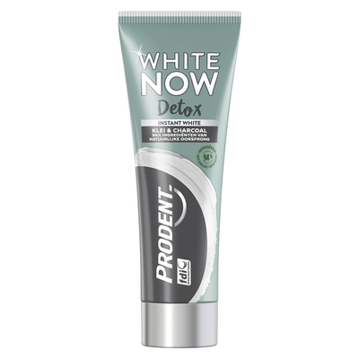 Prodent Tandpasta white now detox charcoal&clay