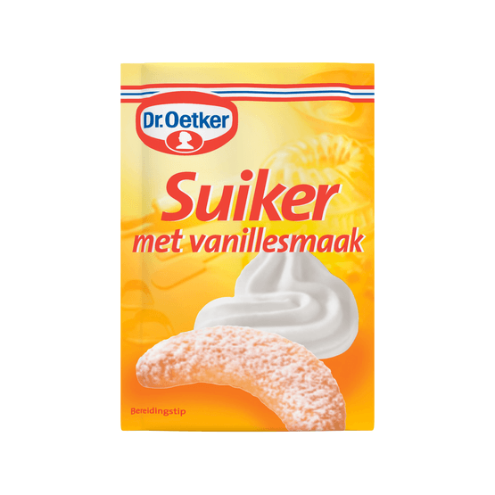 Foto van Dr. Oetker Vanille suiker op witte achtergrond