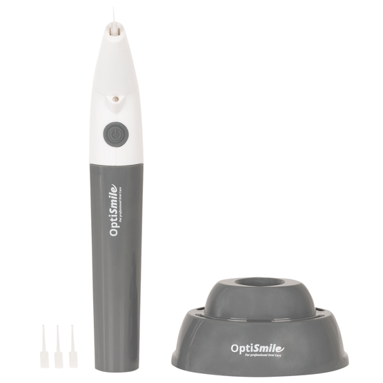 Foto van OptiSmile Interdental power flosser op witte achtergrond