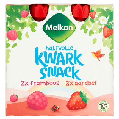 Melkan Kwark snack framboos aardbei 4 stuks