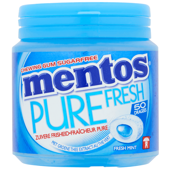 Foto van Mentos Kauwgom fresh mint 50 stuks op witte achtergrond