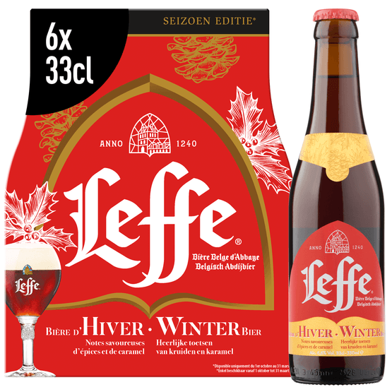 Foto van Leffe Winterbier op witte achtergrond