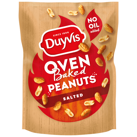 Foto van Duyvis Oven roasted peanuts salted op witte achtergrond