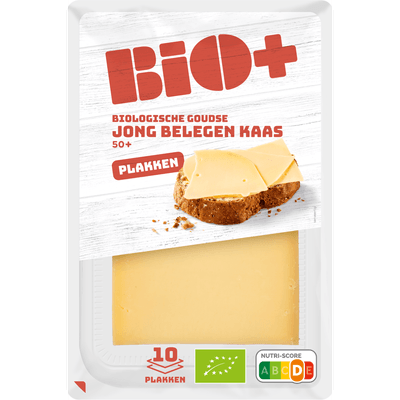 Bio+ Biologische goudse jong belegen kaas plakken 50+