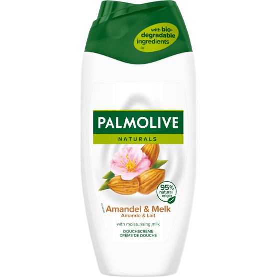 Foto van Palmolive Douchegel amandel op witte achtergrond