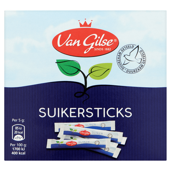 Foto van Van Gilse Suikersticks 50 stuks op witte achtergrond