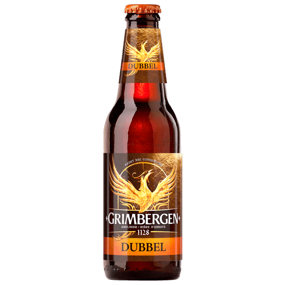 Foto van Grimbergen Abdijbier dubbel op witte achtergrond