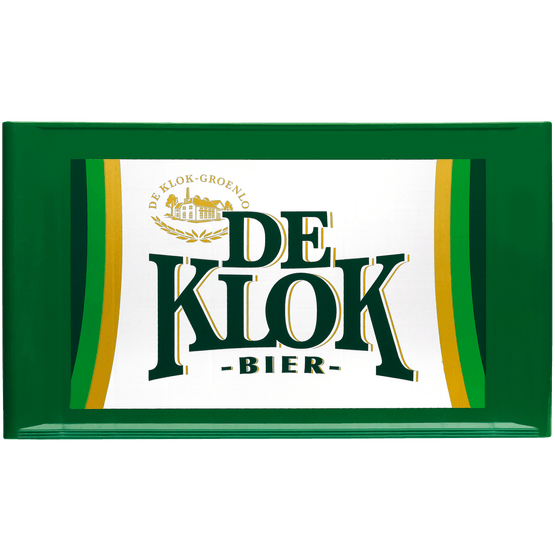 Foto van De Klok Pilsener op witte achtergrond