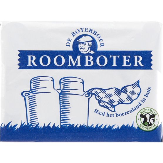 Foto van Boterboer Roomboter zilverwikkel ongezouten op witte achtergrond