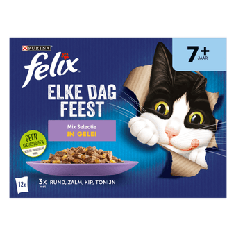 Felix Kattenvoer elke dag feest senior mix selectie gelei 12 stuks