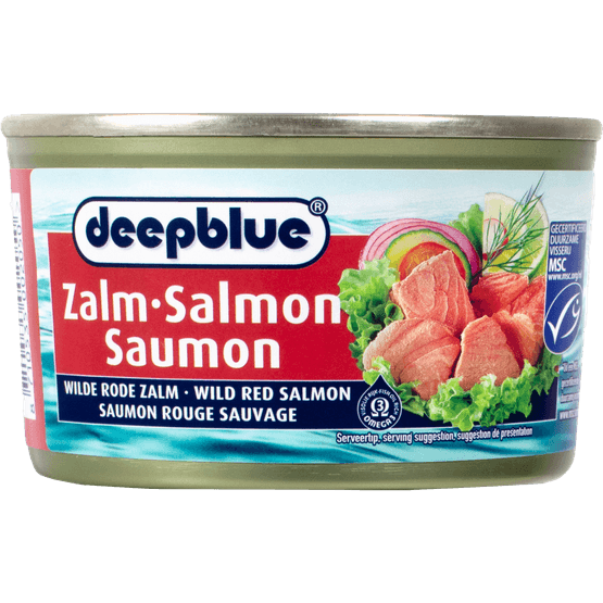 Foto van Deepblue Rode zalm wild op witte achtergrond