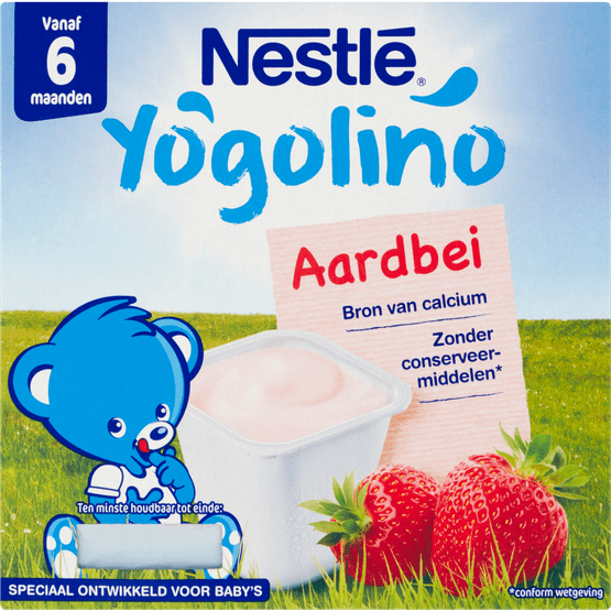 Foto van Nestlé Yogolino 6+ maanden aardbei op witte achtergrond