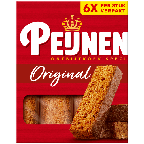 Foto van Peijnenburg Ontbijtkoekrepen naturel 6 stuks op witte achtergrond