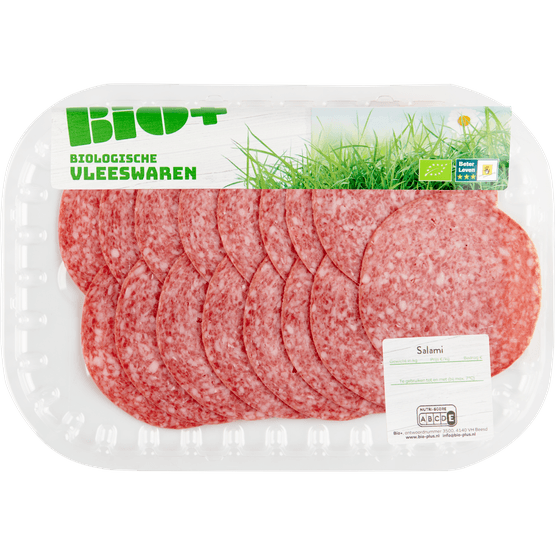 Foto van Bio+ Salami op witte achtergrond