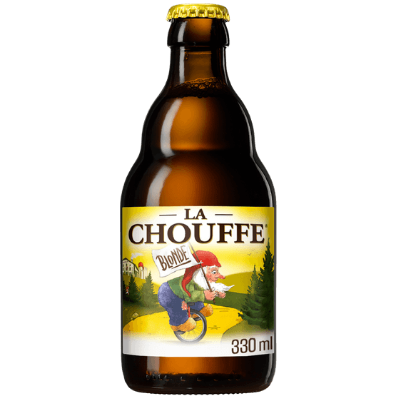 Foto van La Chouffe Blond op witte achtergrond