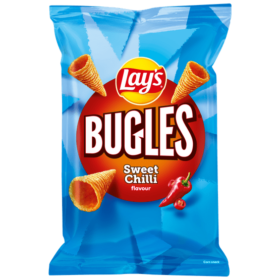Foto van Lay's Bugles sweet chili op witte achtergrond