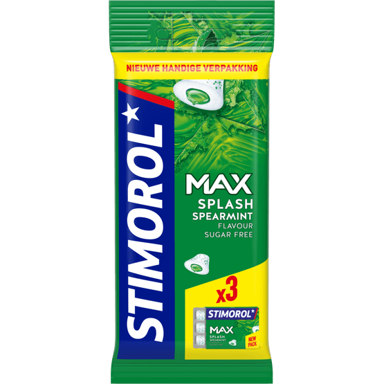 Foto van Stimorol Kauwgom max spearmint 3 st. op witte achtergrond