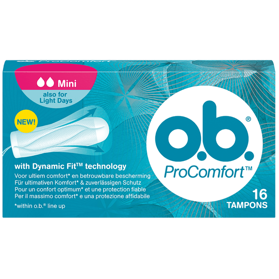 Foto van O.B. Tampons pro comfort mini op witte achtergrond