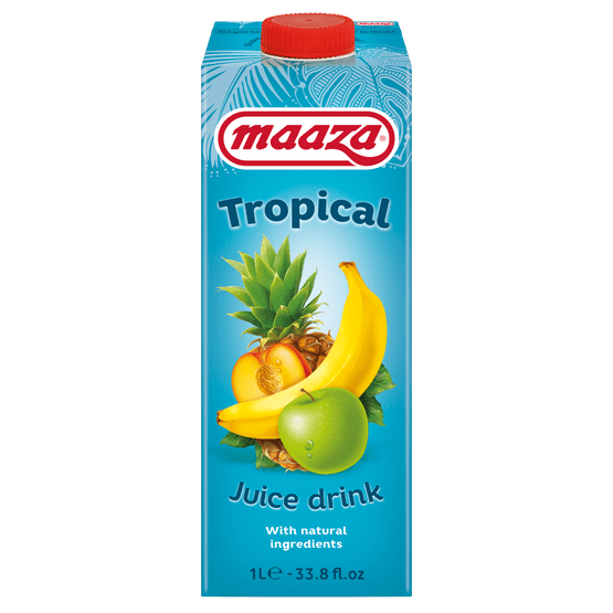 Foto van Maaza Tropical juice drink op witte achtergrond