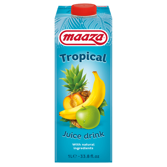 Foto van Maaza Tropical juice drink op witte achtergrond