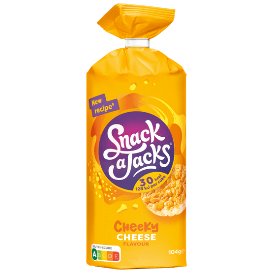 Foto van Snack a Jacks Rijstwafels cheese op witte achtergrond
