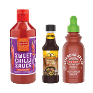 Conimex, Fair Trade, Go-tan Woksaus, Chilisaus of Sriracha 