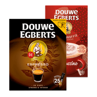 Douwe Egberts oploskoffie of Senseo cappuccino