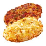 Vegetarische mini pizza of kaas-uien kruier