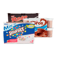Bros, Nesquick, Rolo of Smarties desserts Foto van Bros, Nesquick, Rolo of Smarties desserts