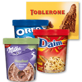 Milka, Toblerone, Daim of Oreo ijs