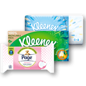 Page vochtig toiletpapier of Kleenex zakdoekjes of tissues 
