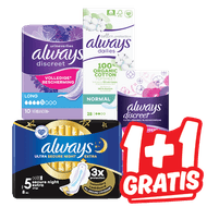 Always Discreet, Cotton of Night Maandverband of Inlegkruisjes