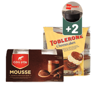 Oreo, Toblerone of Cote D'or Cheesecakes of Mousse