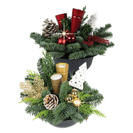 Kerststuk In Zinken Schaal