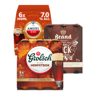 Foto van Grolsch, Brand, Amstel, Hertog Jan herfstbier of winterbier