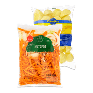 Foto van Hutspot of ongekookte geschilde kruimige aardappelen