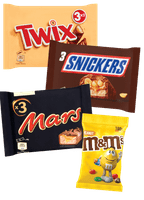 M&M, Mars, Snickers of Twix